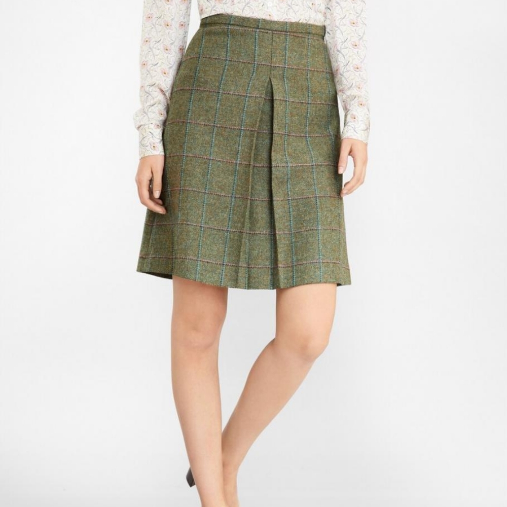 Brooks Brothers Abraham Moon Check Wool Tweed Skirt, 2
